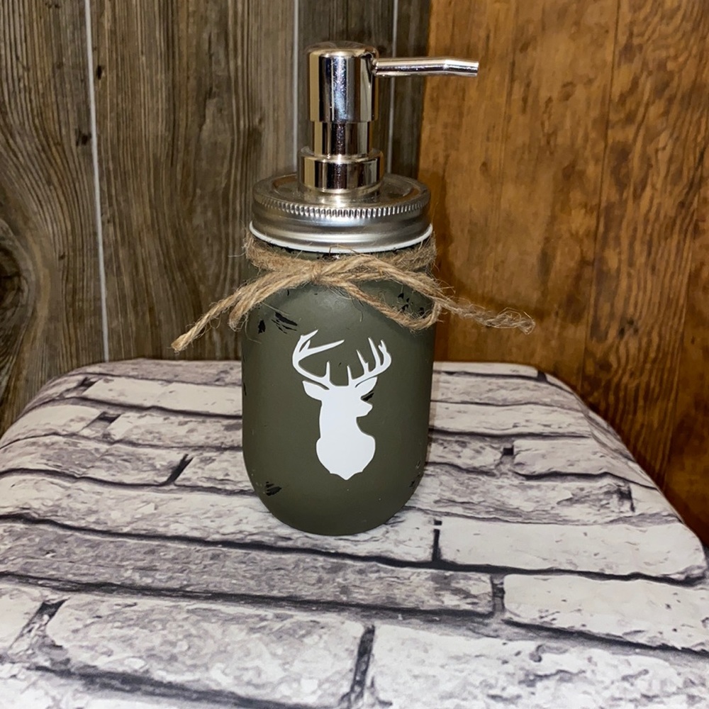 Farmhouse rustic hand made mason jar soap dispenser